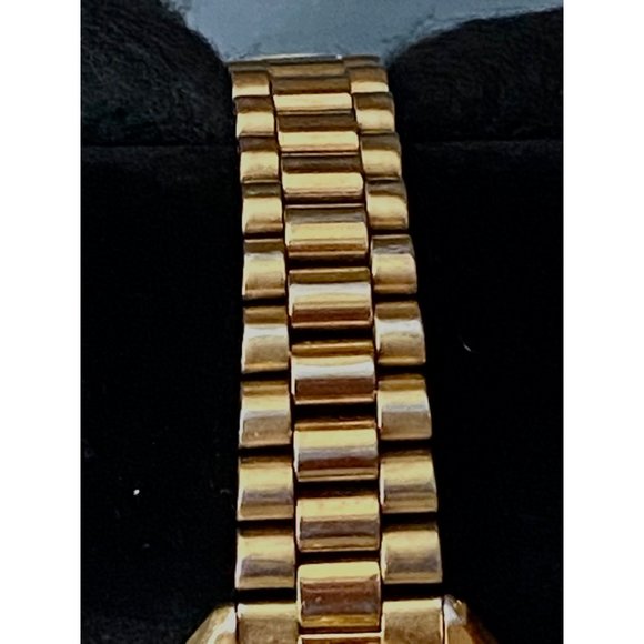 Vintage SEIKO FLIGHTMASTER Gold Black Chronograph Watch 7T34-6A09 NEW BATTERY - Picture 7 of 7